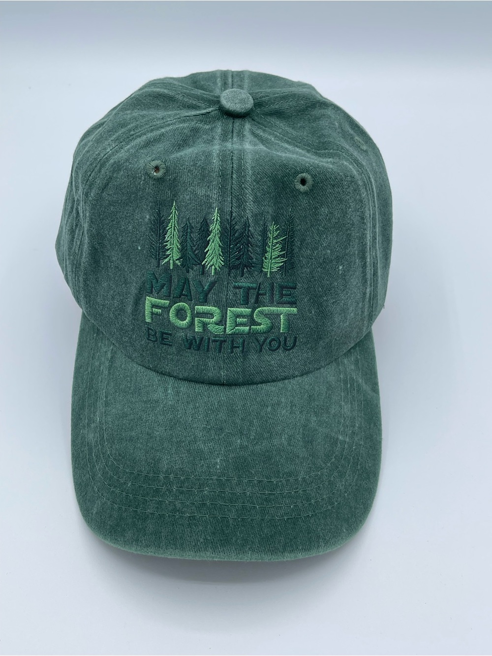 Forest Green 'May The Forest Be With You' Embroidered Baseball Cap